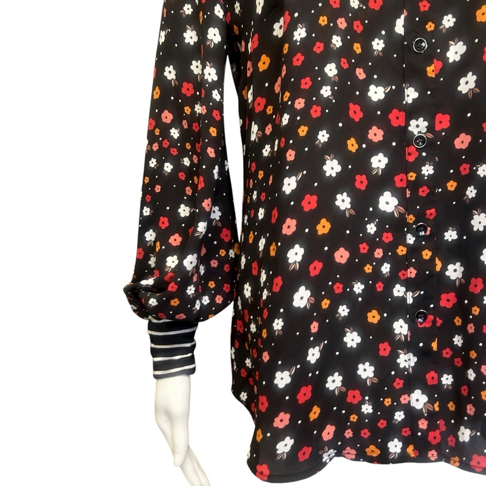 Cabi Floral Blouse Black Red Size S - Picture 2 of 7